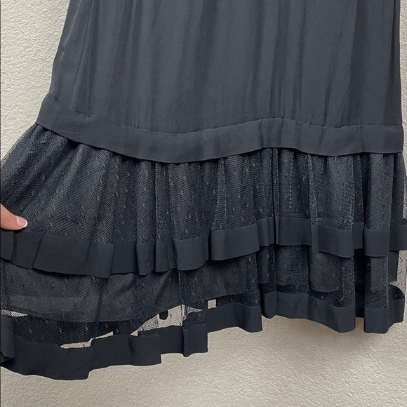 NWT Twinset Short Sleeve Flounce Mini Dress Black Swiss Dot Illusion Sz 42 - Picture 6 of 16